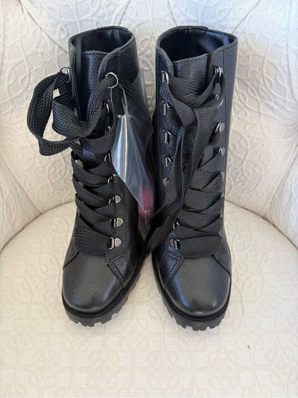SCHUTZ Black Lace-Up Combat Boots for Women